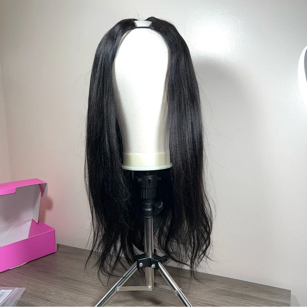 UNICE Natural Black Human Hair Yaki V Part EasiContour 22 Inch Glueless Wig